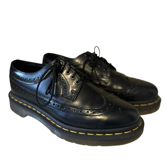 Dr Martens Brogue Shoes 3989 Black Leather Stitch Leather Lace Up Women's Size 7 - Picture 1 of 11